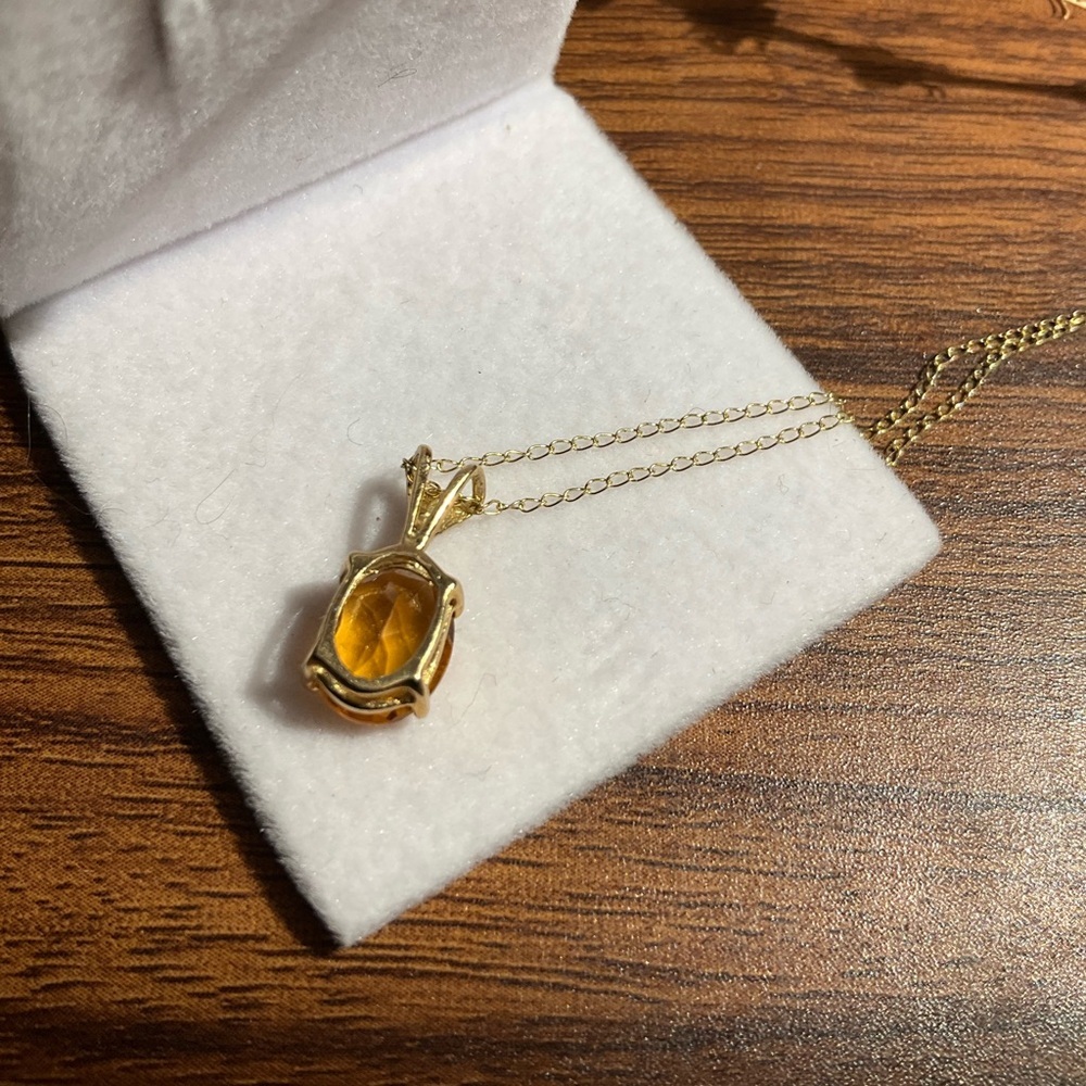 14k Gold Dainty Topaz Necklace NWT - Picture 6 of 12